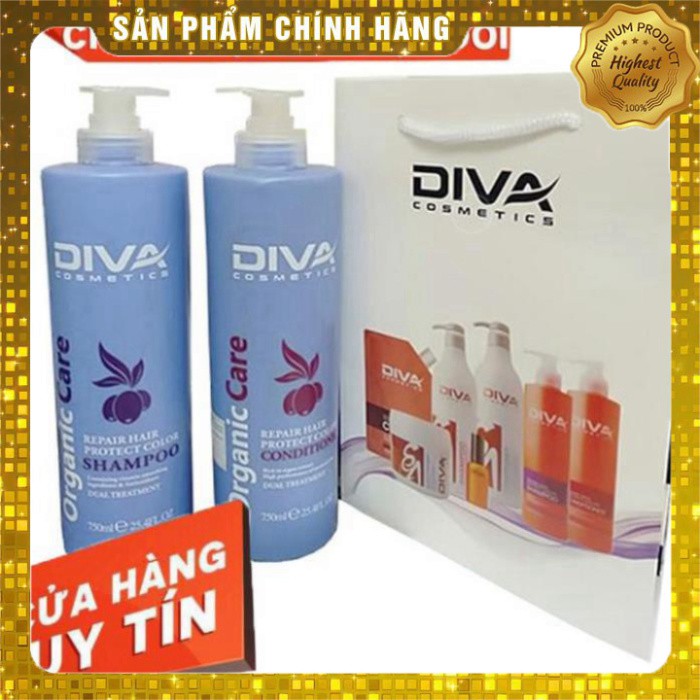 Bộ Dầu Gội Xả Diva Xanh Cosmetics Organic Care 750ml