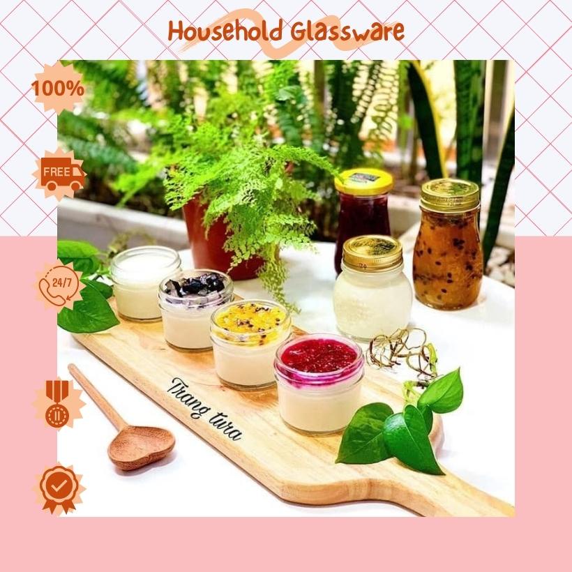 Hũ thuỷ tinh làm sữa chua bánh flan 🐙 JD 200ml 🐙 nắp thiếc vặn chịu nhiệt dễ vệ sinh [ RẺ THÔI RỒI ]