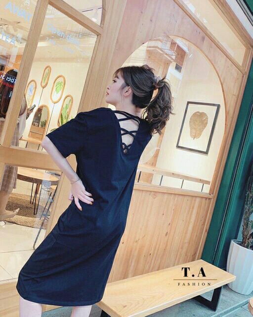 Váy bầu suông có size mickey đan dây lưng form to chất đẹp