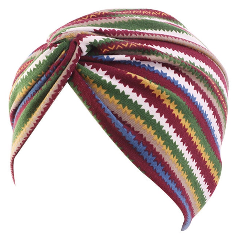 Mũ turban thắt nút co giãn in họa tiết thổ cẩm thời trang Boho cá tính cho bạn nữ