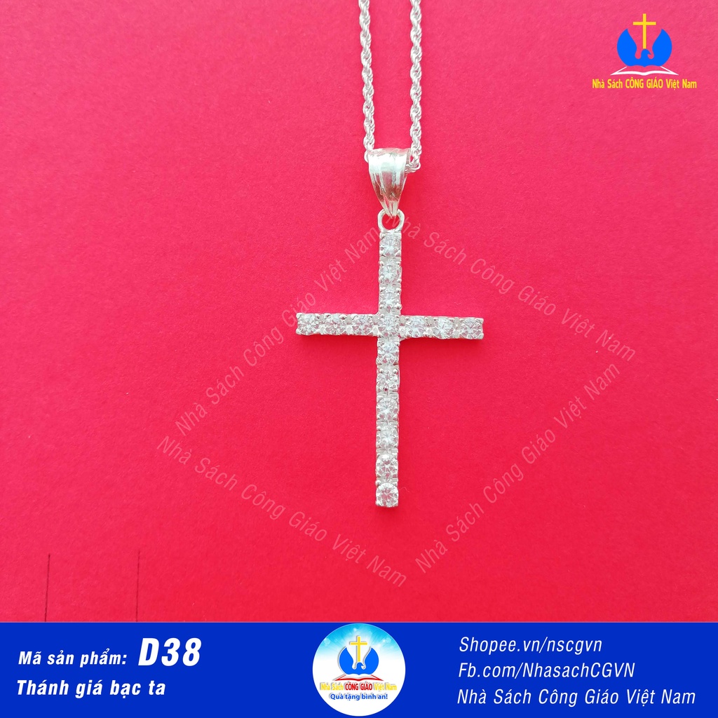 Thánh giá bạc ta - Mặt dây chuyền  D38 cho nam nữ, trẻ em - Quà tặng Công Giáo