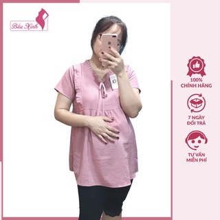 Áo bầu - áo bầu công sở đẹp chất đũi hàn freesize cho mẹ bầu tới 70kg