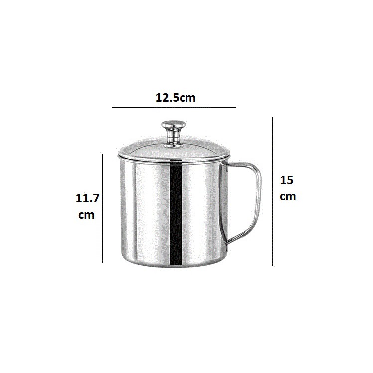 Ca Uống Nước Inox Dung Tích 1050ml Có Nắp Loại Dày, Đun Được Trên Bếp Điện