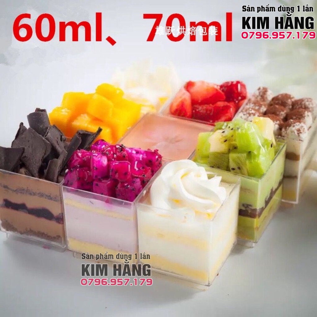 Lốc 100 ly mousse vuông LC-4248  , ly đựng bánh tiramisu , panna cotti,.....