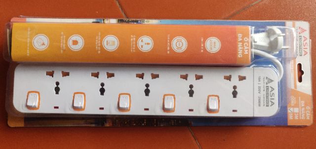 Ổ cắm đa năng liền dây 5m chính hãng Asia bảo hành 1 năm