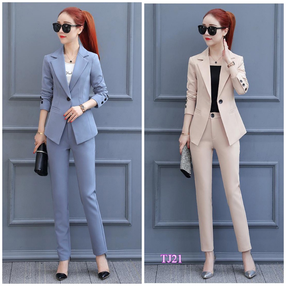 Set nguyên bộ áo Vest quần dài tay đính nút TJ21 - V245