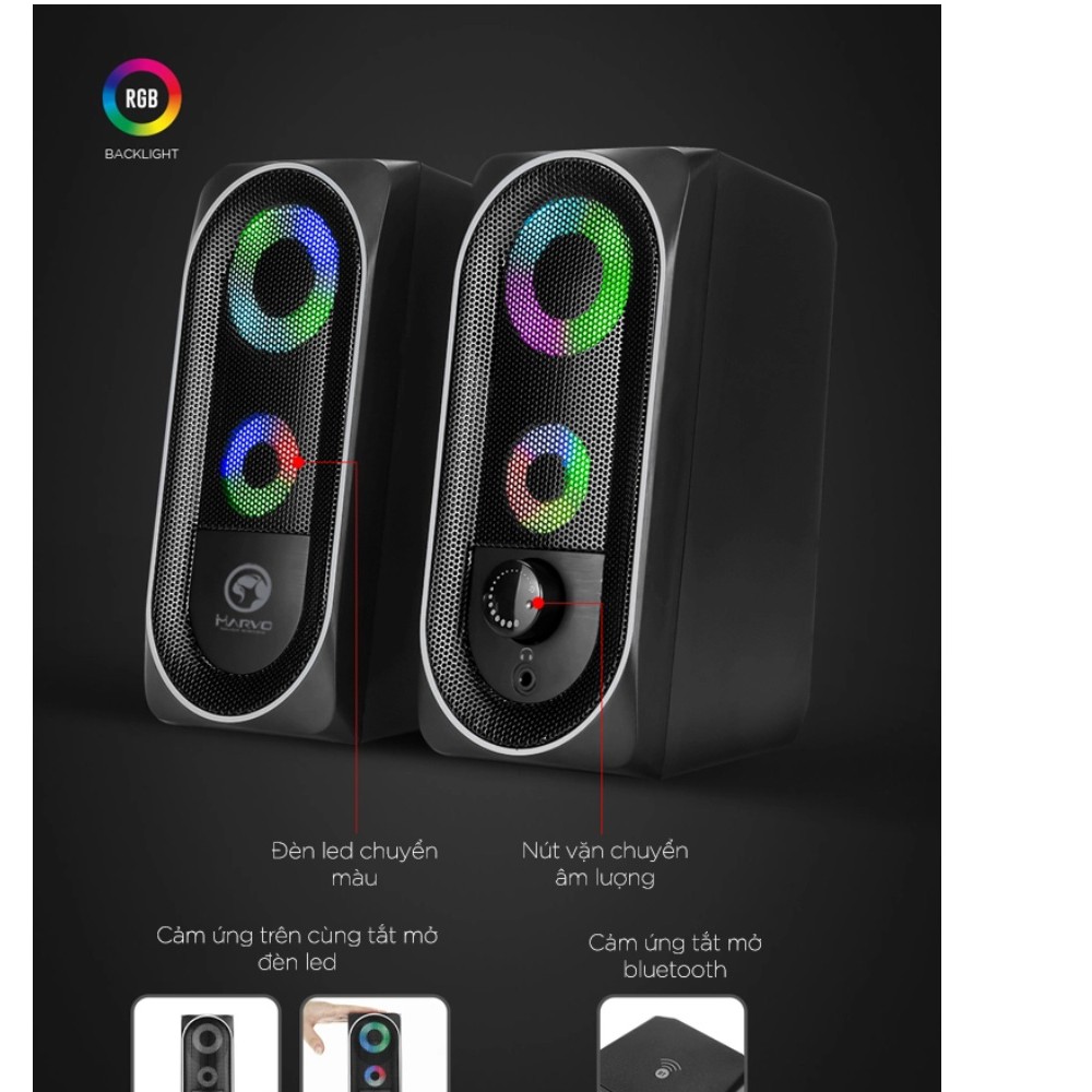 Loa Bluetooth Marvo SG 266BT Led ( 2C/bộ)đen