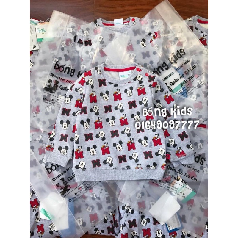 Áo Nỉ Bé Trai Mickey Ghi