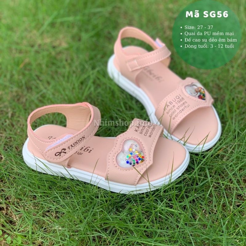 Sandal bé gái 3 - 12 tuổi quai ngang họa tiết Elsa Anna da mềm quai hậu thời trang phong cách Hàn Quốc SG56