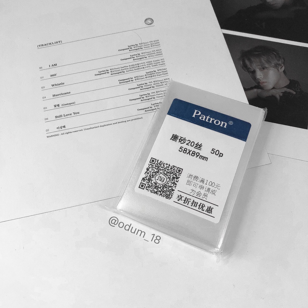 Sleeve Patron Trung dày không dán đựng card/ ảnh/ photocard size 58x89mm