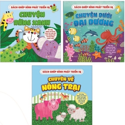 Sách - Combo 3 Cuốn Ghép hình phát triển IQ: Chuyện rừng xanh, Chuyện về đại dương, Chuyện về nông trại