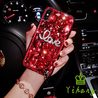 Ốp điện thoại đính đá hình chữ love sang trọng cho Huawei P30 Pro Lite Y6 Pro 2019