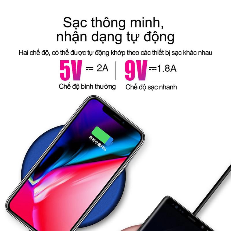 Sạc không dây siêu mỏng cho Samsung Apple sạc nhanh công suất cao 9V [WXC10001]