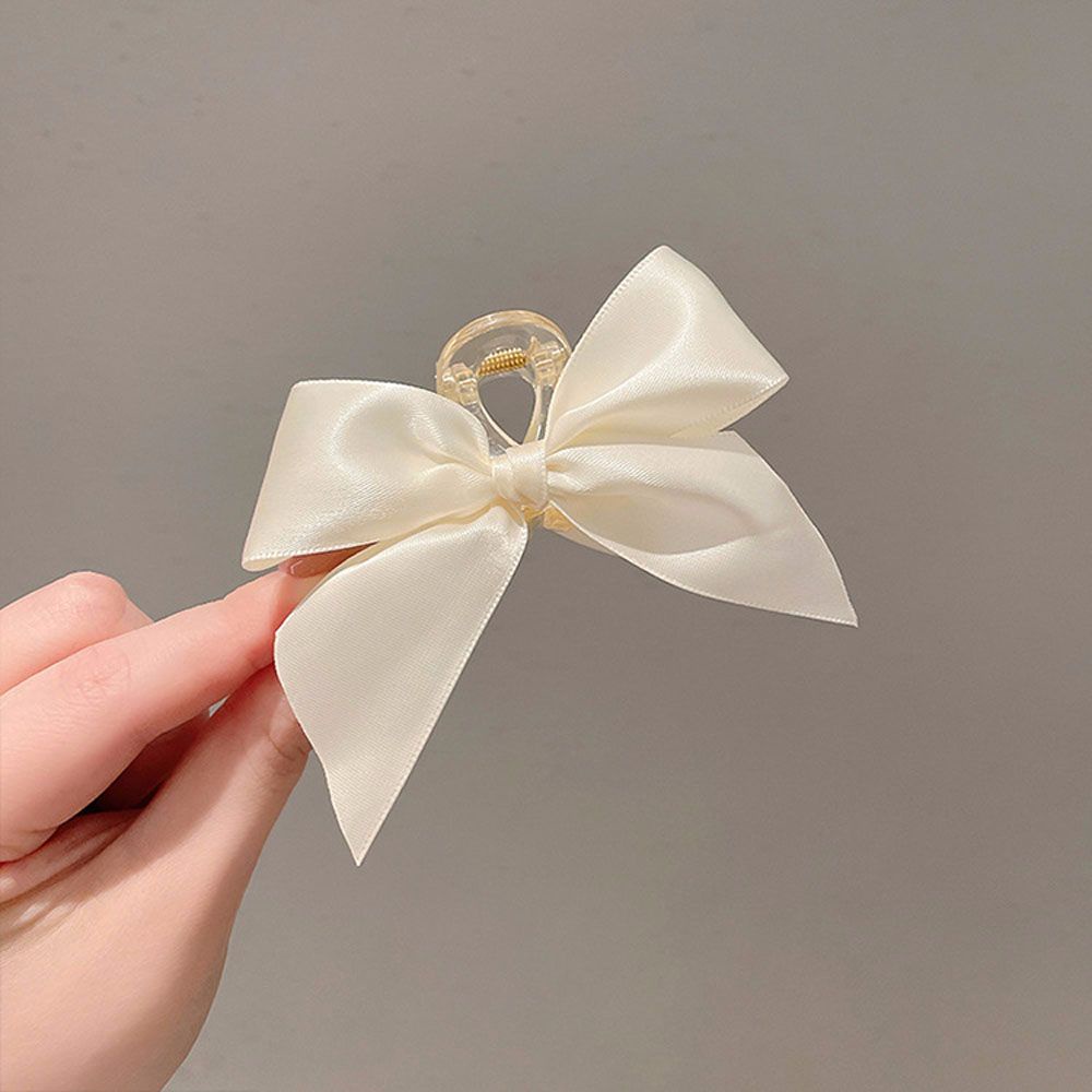 Kẹp Tóc Acrylic Đính Nơ Ruy Băng Màu Trắng / Đen Dễ Thương Thời Trang Cho Nữ