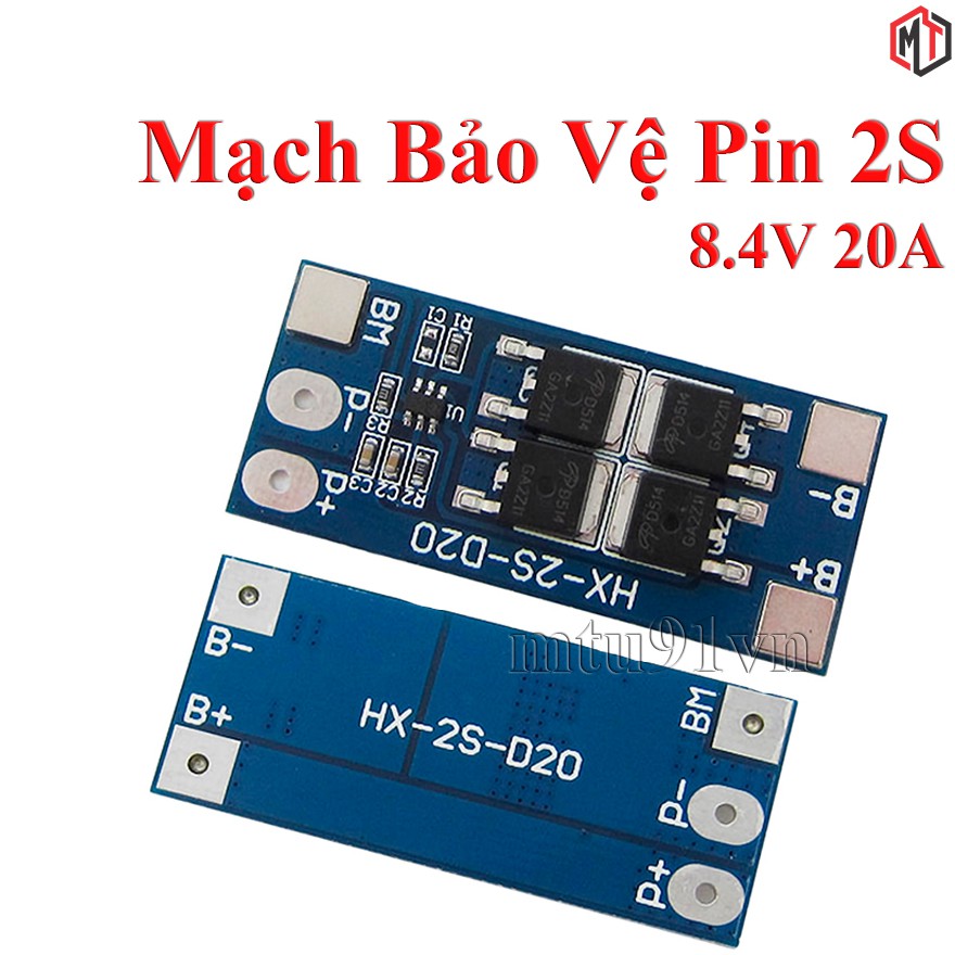 Mạch Bảo Vệ Pin Li-Ion 18650 2S 7.4V - 8.4V 20A 2S-D20 / HX-2S-D20