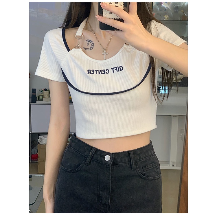 Áo Thun Ngắn Tay Họa Tiết Sọc Caro Ngọt Ngào Thời Trang Cho Nữ