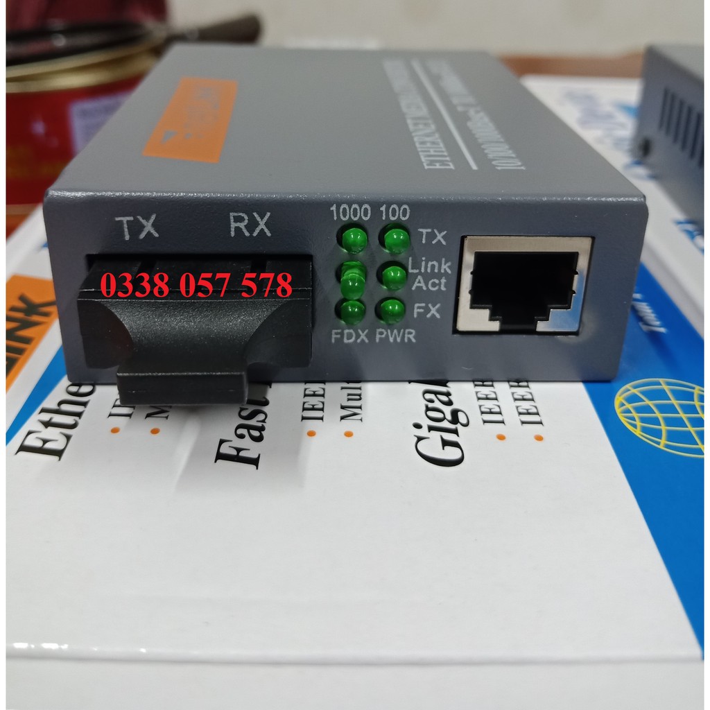 Converter Netlink 1.0GB Multi Mode 2 sợi quang mã HTB-GM-03. BH 24 tháng có CO, CQ