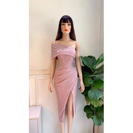 MS1287V ĐẦM BODY NHŨ LỆCH VAI full size S/M/L/XL