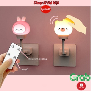 Đèn ngủ cắm điện USB cảm ứng 3 mức sáng có điều khiển hẹn giờ gấu thỏ GD01 GD02