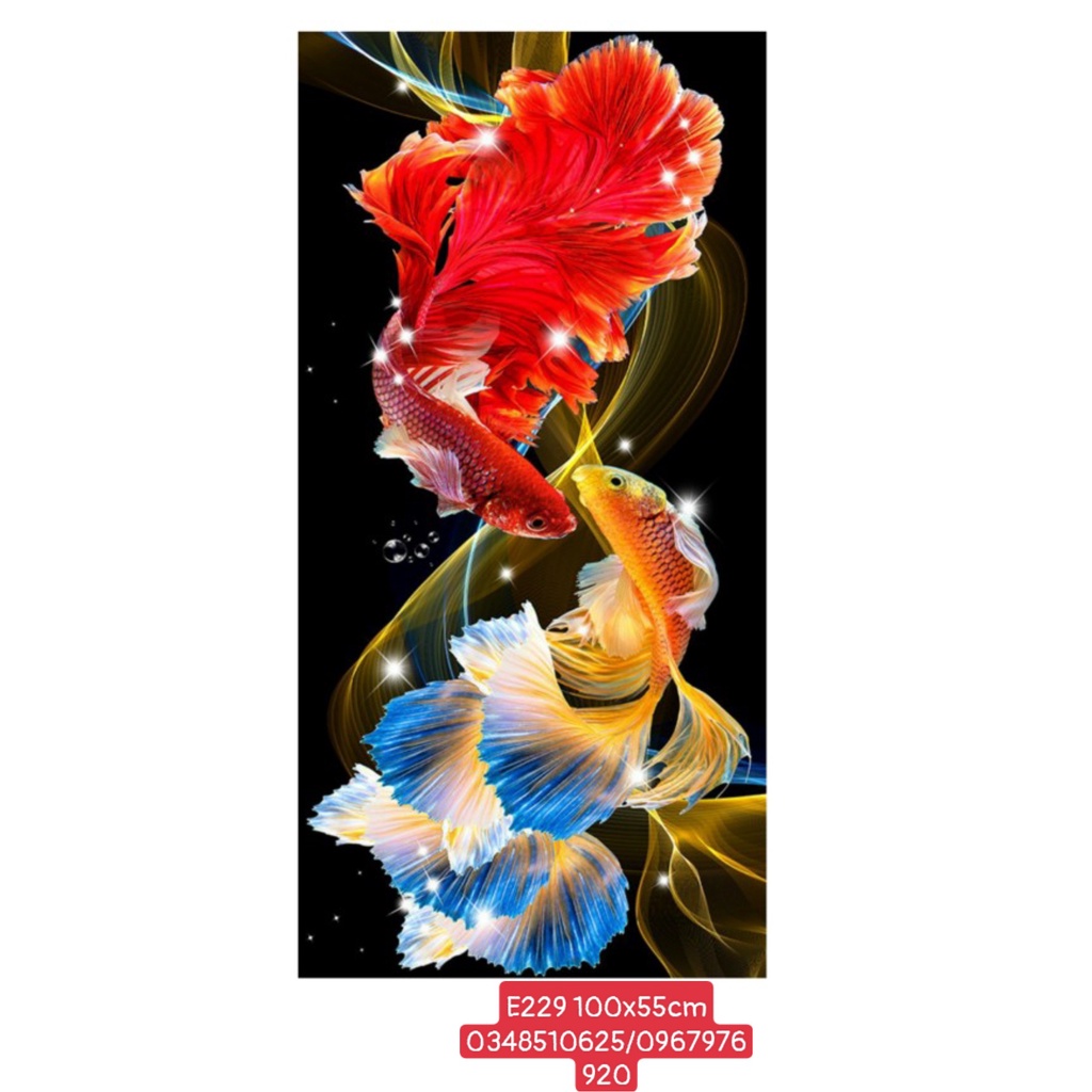 TRANH THÊU KÍN, THÊU 3D VŨ ĐIỆU SONG NGƯ E200 , MN0174