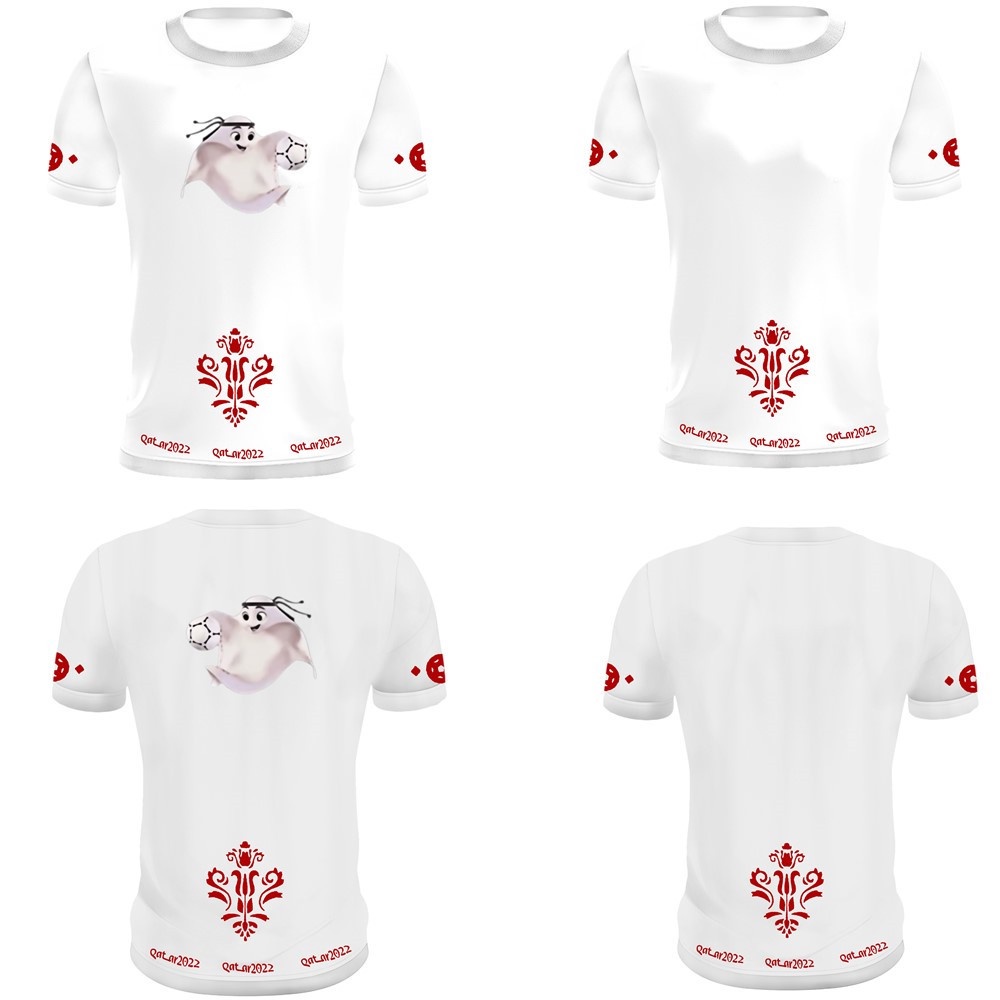Áo Thun Tay Ngắn In Hình Đội Bóng Katar Mascot La 'Eeb Phong Cách Mới 2022