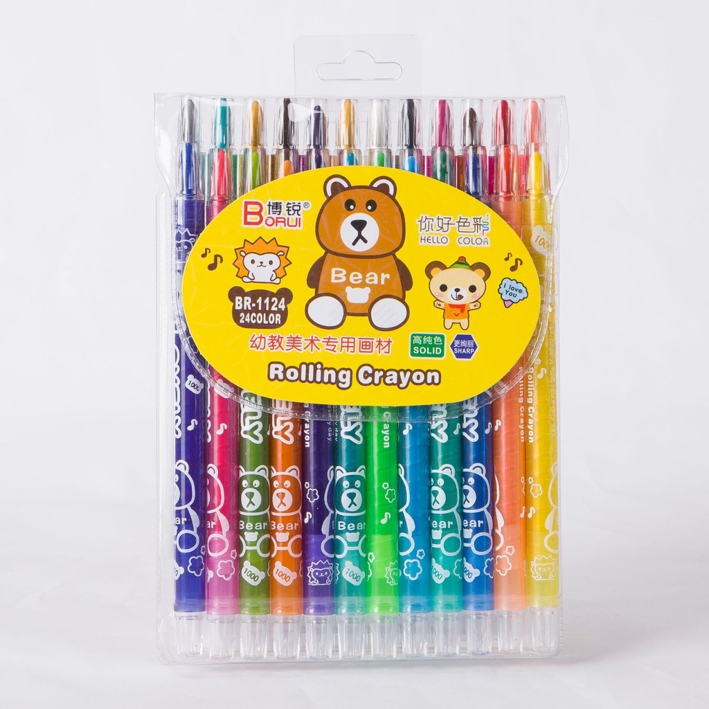 Bút sáp vặn cho bé tập tô 12/18/24 màu mẫu dễ thương loại ngắn / Dài