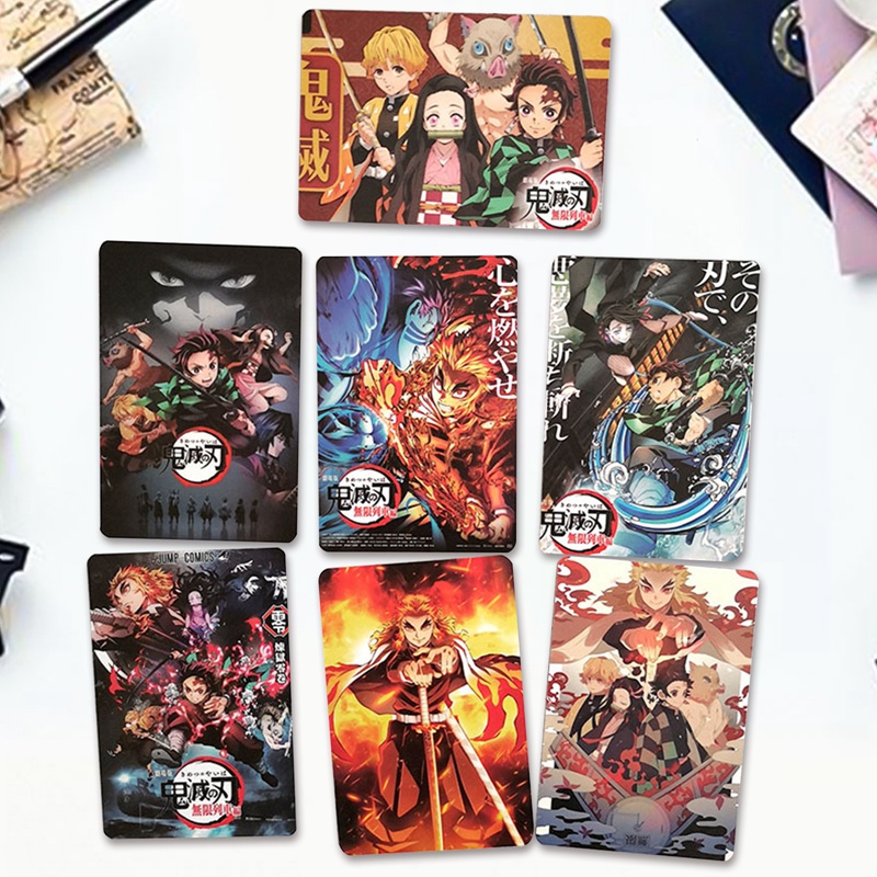 Set 10 Ảnh Thẻ Card Bo Viền 2 Mặt In Hình Slayer: Kimetsu No Yaiba Thanh Gươm DIệt Quỷ anime chibi