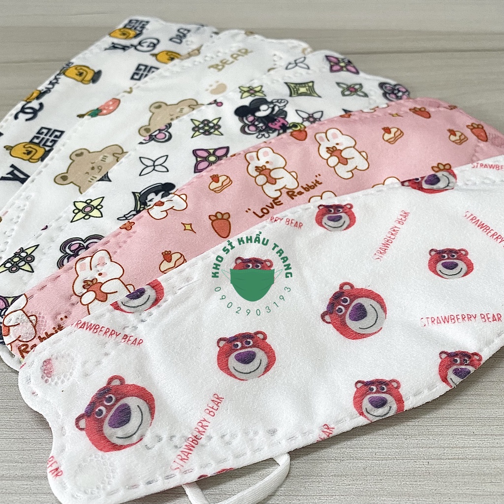 Khẩu trang KF94 họa tiết hoạt hình túi 10 cái siêu dễ thương mix nhiều hình
