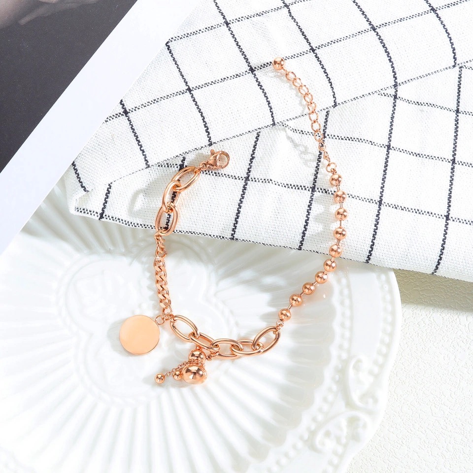 Vòng Đeo Tay Bằng Thép Titan Mạ Vàng Hồng 18k Phong Cách Dân Tộc Cổ Điển Thời Trang Cho Nữ