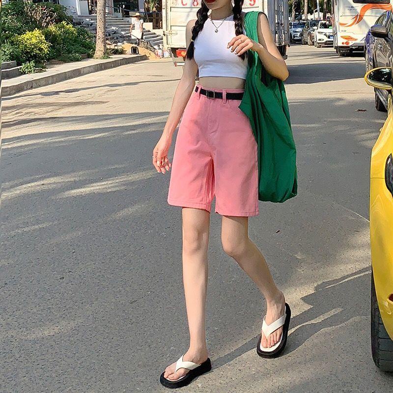 Quần Short denim Dáng Chữ a Ống Rộng Lưng Cao 2022 Mẫu Mới Thời Trang Mùa Hè Cho Nữ