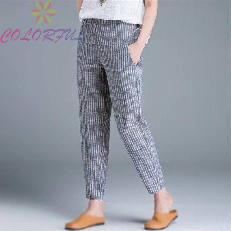 Quần dài lưng cao ống rộng họa tiết sọc thời trang cho nữ | BigBuy360 - bigbuy360.vn