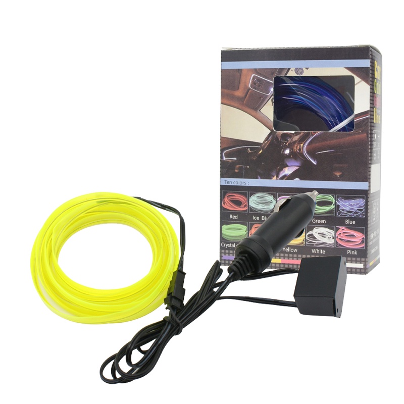 Dây Đèn Neon EL + Điều Khiển Bật Lửa 5M Linh Hoạt Cho Nội Thất Xe Hơi
