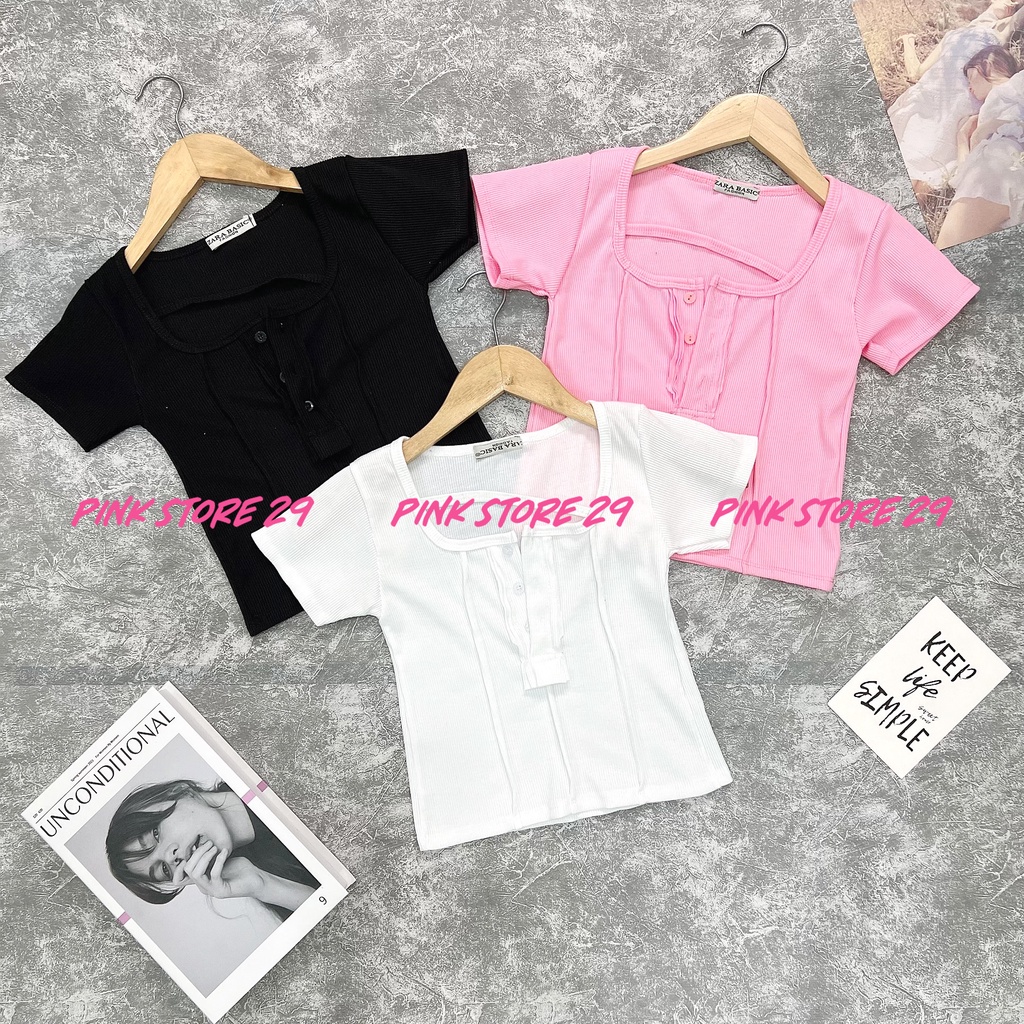 Áo Croptop Ôm Body Tay Ngắn Gân Nổi alohashop91