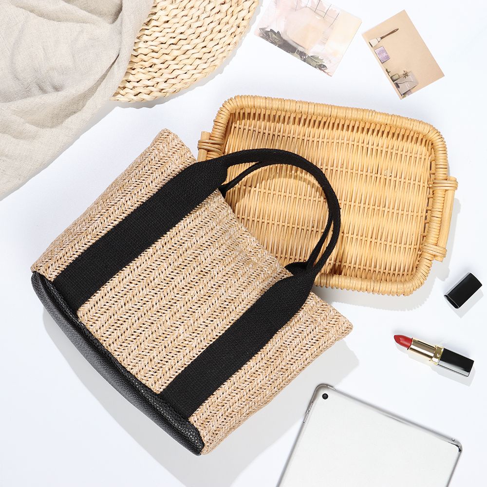 Túi xách tay và đeo vai MIHAN1 bằng rơm nhiều màu sắc thời trang cho nữ