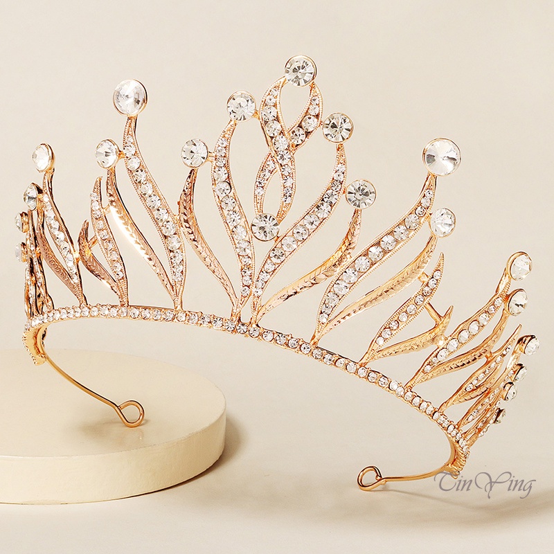 GETNOIVAS Băng Đô Cài Tóc Hình Vương Miện Đính Đá Lấp Lánh Thời Trang Cho Cô Dâu