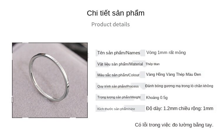 Nhẫn bằng thép thiết kế đơn giản phong cách Âu Mỹ