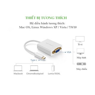 Cáp Chuyển Đổi Usb Type C Ra Vga Chuyển Màn Hình Điện Thoại Máy Tính Laptop Ra Tivi Máy Chiếu
