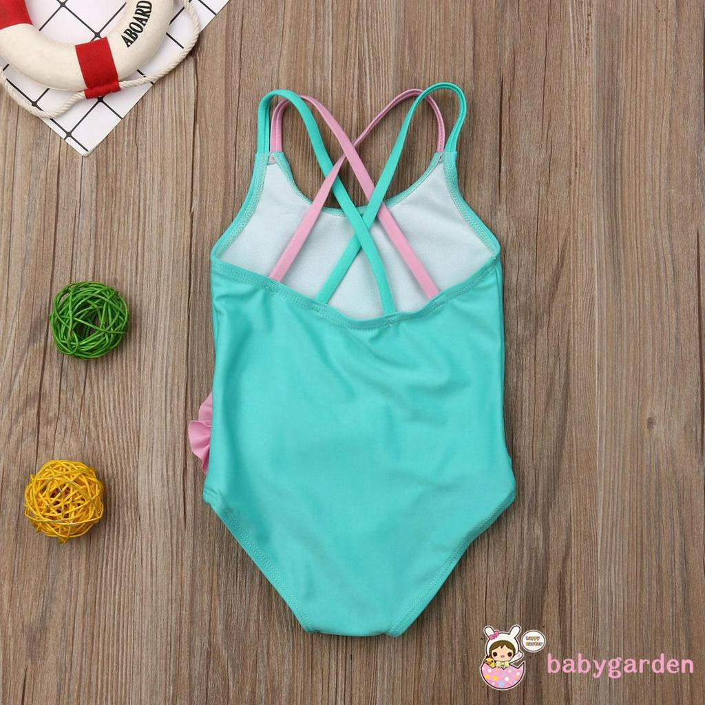 Áo Tắm Không Tay Cổ Tròn, Họa Tiết Hoa Và Chim Hồng Hạc Cho Bé Gái