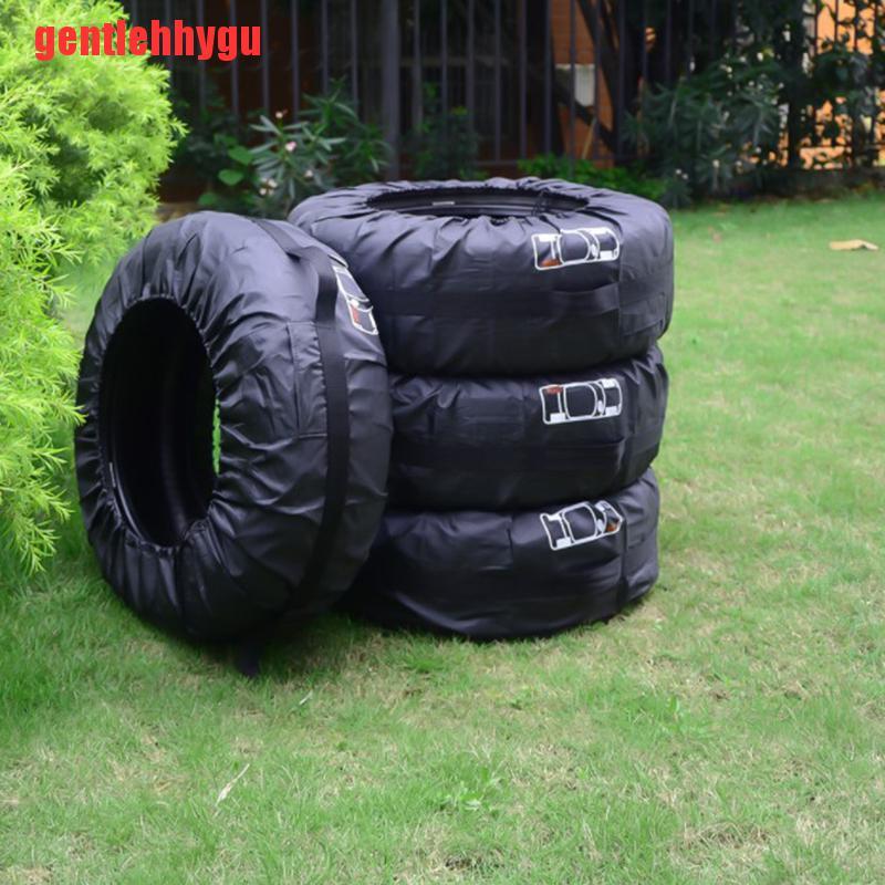 [gentlehhygu]4Pcs Spare Tire Cover Case Polyester Winter Summer Car Tire Care Storage Bags