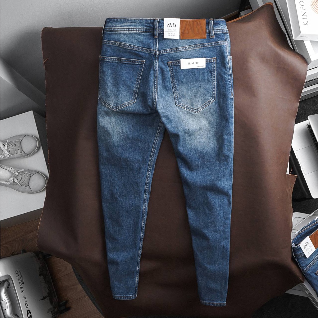 Quần Jean dài nam ZARA xanh nhạt,Form slimfit,chất vải co dãn,ống quần 14-17cm,HÀNG VNXK - JZR052227