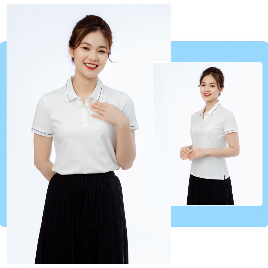 Áo polo Kinty nữ tay ngắn, vải cotton ,co giãn, thoáng mát, áo phông cổ bẻ phong cách công sở