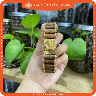 Vòng Tay Trầm Hương cho Nam Dạng Lách Mặt Rồng Mạnh Mẽ Sang Trọng - Trầm Tốc Tự Nhiên Lạc Việt