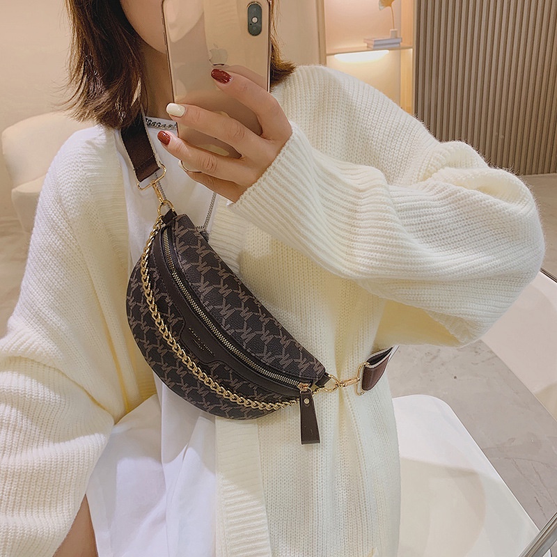 Túi đeo chéo, bao tử đeo ngực, đeo bụng da kèm dây xích trẻ trung cá tính hàng QC | BigBuy360 - bigbuy360.vn