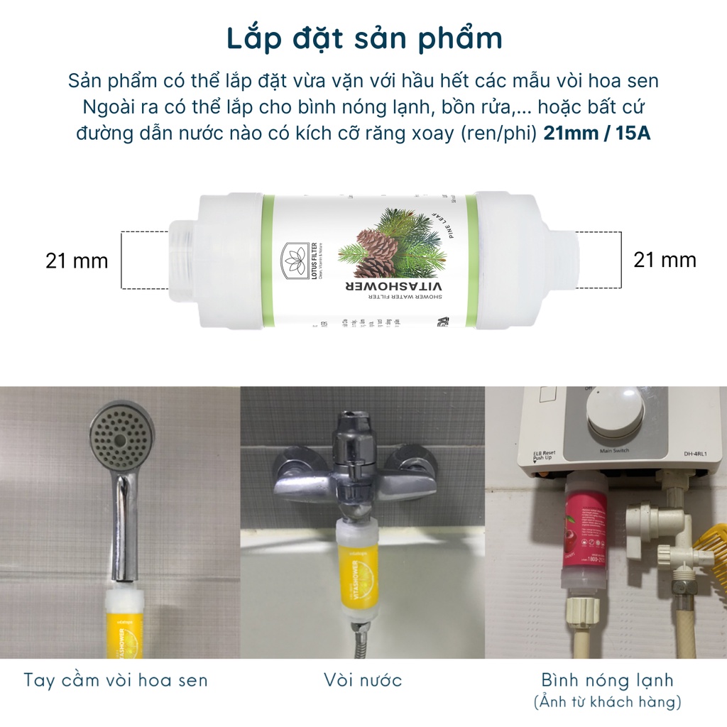 Bộ lọc nước tắm gắn vòi hoa sen VitaShower