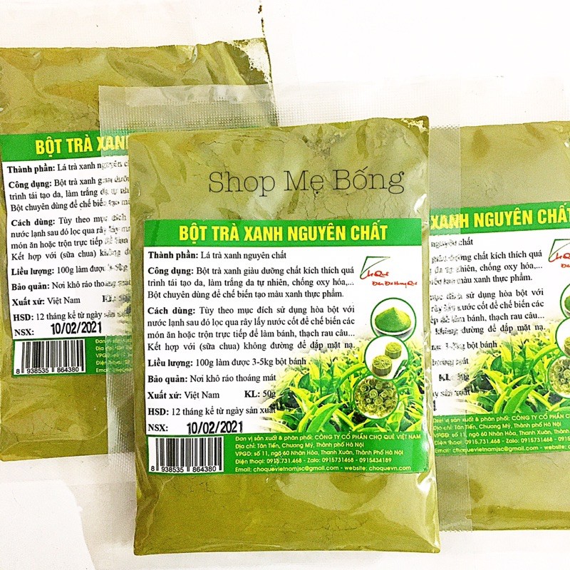 Bột trà xanh nguyên chất Chợ Quê 50g
