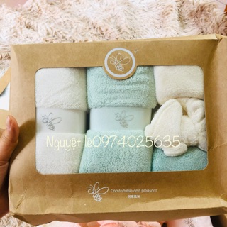 Sét khăn mặt +khăn tắm+bờm
