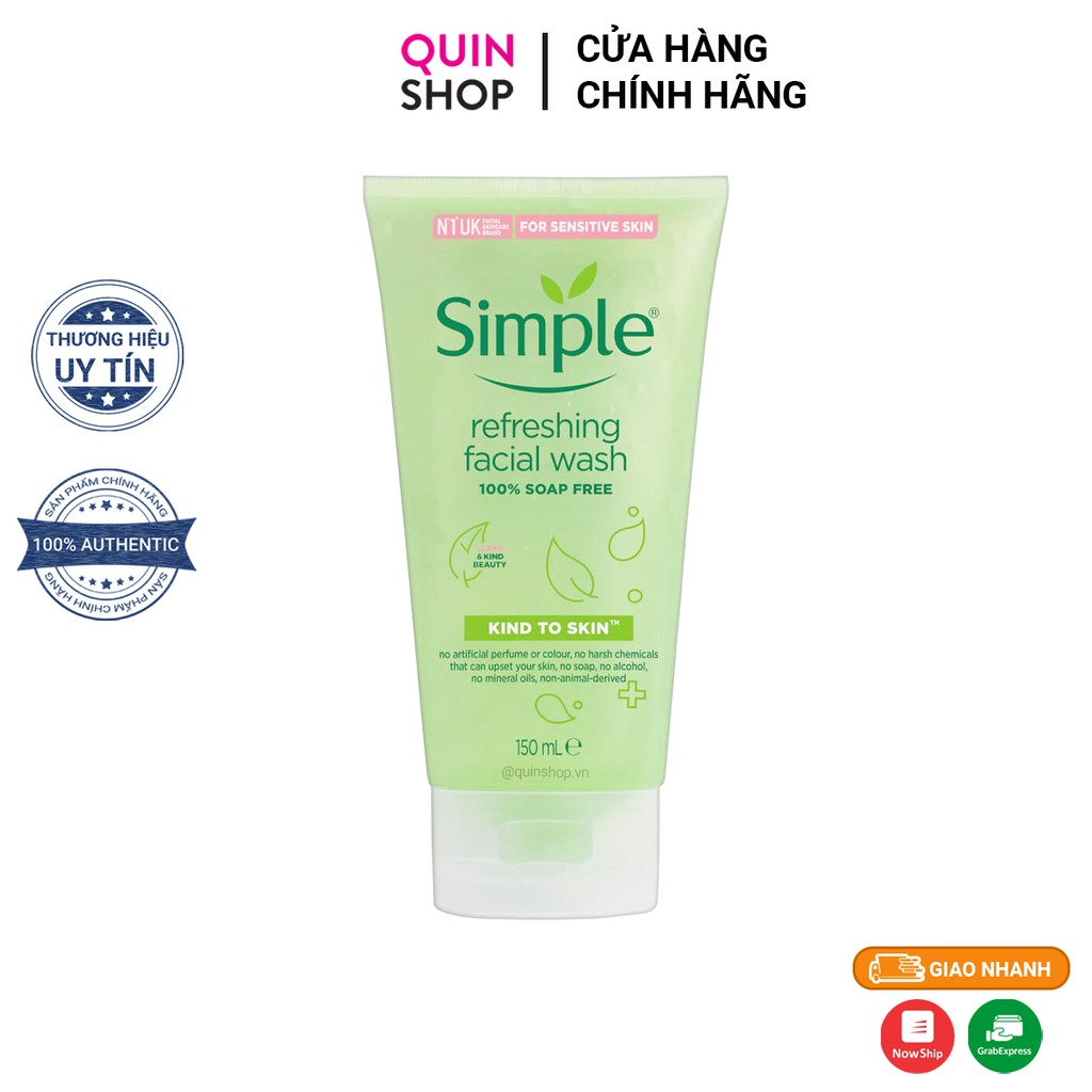 Sữa Rửa Mặt Simple Kind To Skin Refreshing Facial Wash Gel