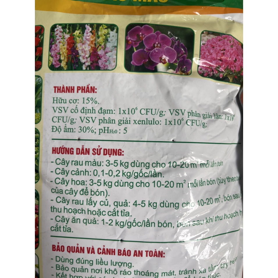 Phân bón hữu cơ vi sinh Quế Lâm túi 2kg bón lót dành cho trồng rau, hoa cây cảnh giúp thân cứng, lá xanh, nhiều hoa