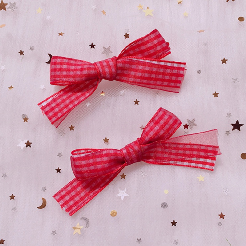 Kẹp Tóc Họa Tiết Caro / Dâu Tây Phối Ren Nhún Bèo Ngọt Ngào Phong Cách Lolita