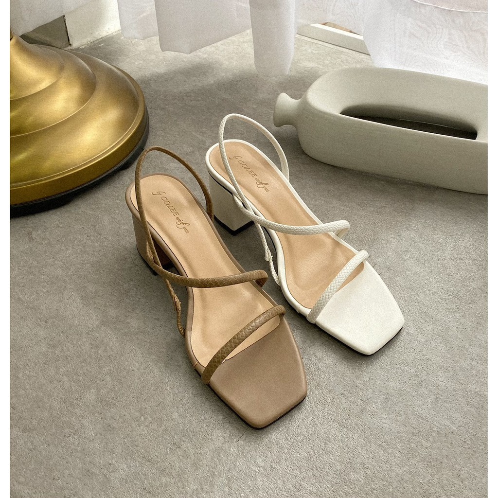 GIÀY SANDAL GÓT VUÔNG NỮ COLEE QUAI MẢNH BO SƯỜN 6 CM